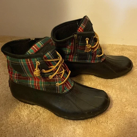 Sperry x J. Crew Duck Boots Plaid Tartan Size 9 - Picture 7 of 9